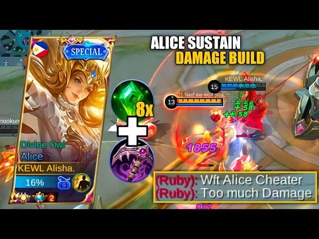 ALICE SUSTAIN AND DAMAGE BUILD│NEW ALICE BEST BUILD 2021│TOP 1 GLOBAL ALICE -MLBB