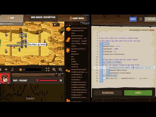 Mad Maxer Redemption CodeCombat. Python