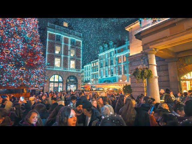 Central London Winter Walk at Dusk | Festive South Bank to Busy Oxford Street Shops | 4K HDR