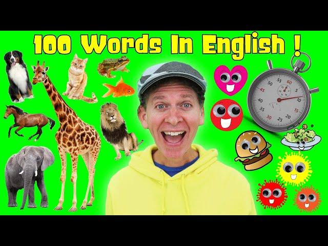 100 Words 1 Minute Challenge |  Animals, Colors, Shapes, Verbs, Numbers