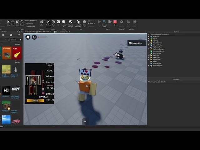 Roblox Project Zomboid zombies and health hud gore concept