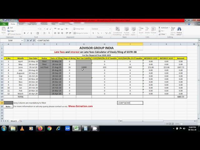 GST Late fees and interest on delay of filing GSTR-3B tax liability Calculator || True Calculator