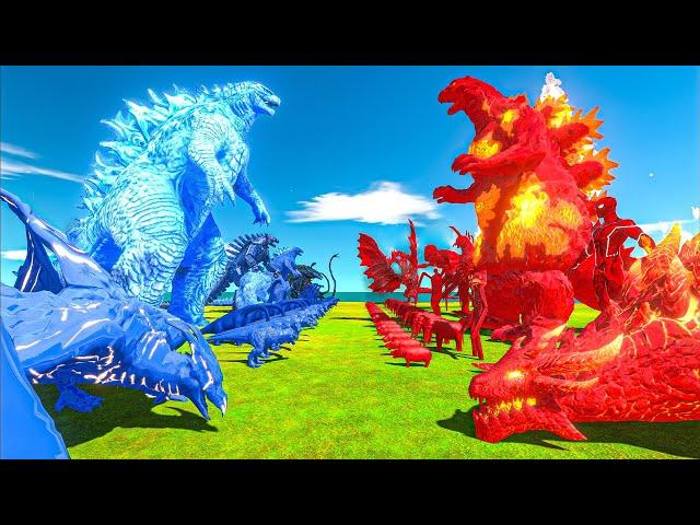 Blue Team + Godzilla Ice vs Burning Godzilla + Red Team - ARBS