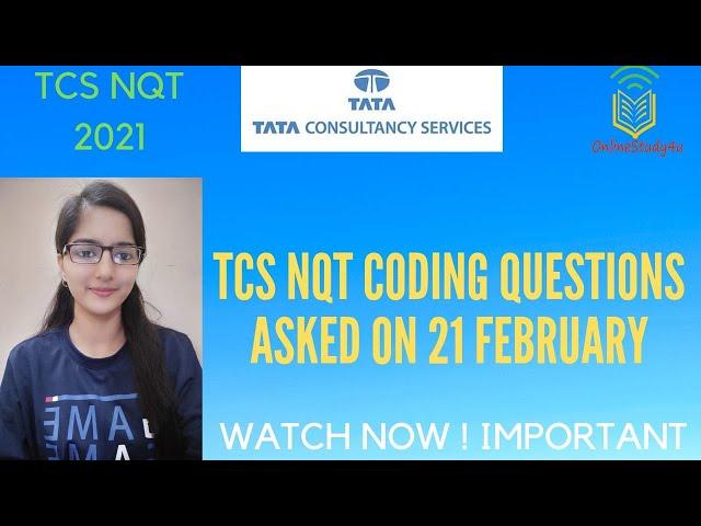 Coding Question asked in TCS NQT on 21st Feb | TCS Subject NQT asked Question