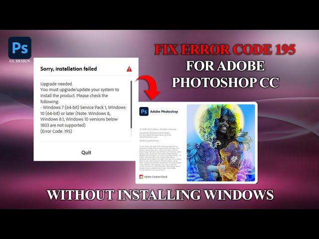 how to fix error code 195 adobe Photoshop cc installation failed