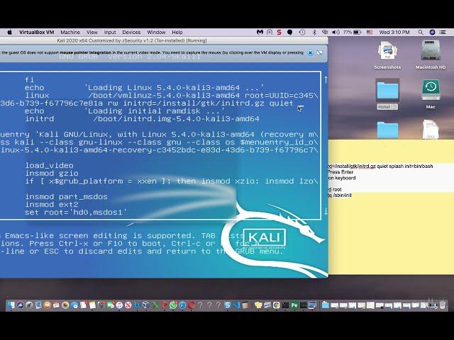 How to reset Kali linux root Password in VirtualBox