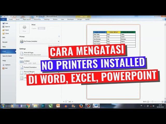 Cara Mengatasi No Printers Installed Di Microsoft Word || Excel || PowerPoint ||