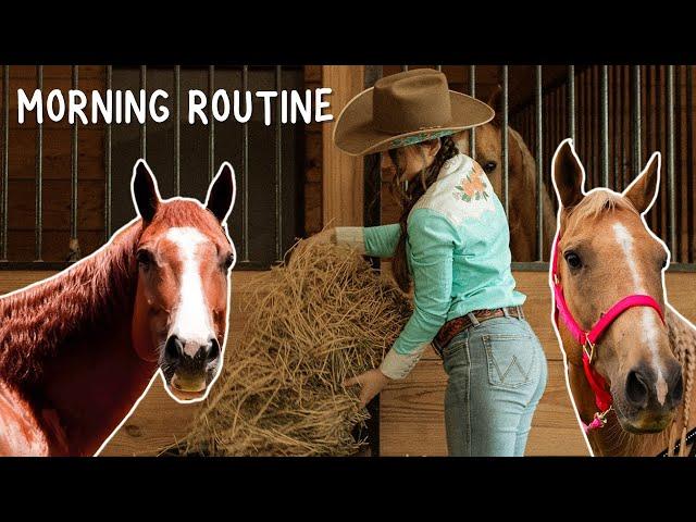 MORNING ROUTINE WITH 3 PONIES IN THE WINTER! (Daily Horse Care Routine)