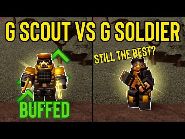 Golden Scout Vs Golden Soldier, Which is the BEST? | Tower Defense Simulator (Roblox)