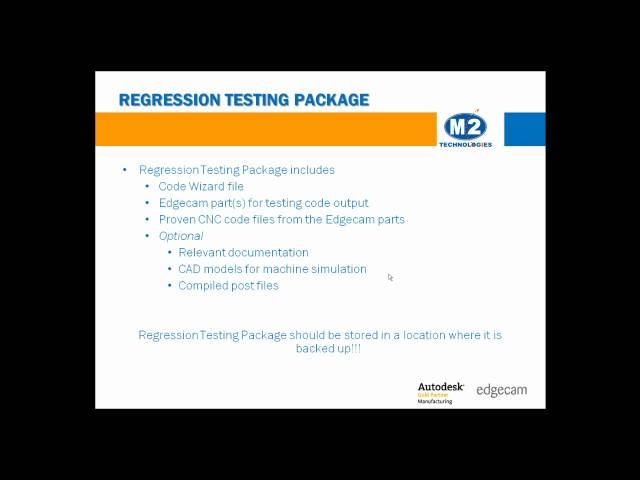 Edgecam Code Wizard Regression Testing