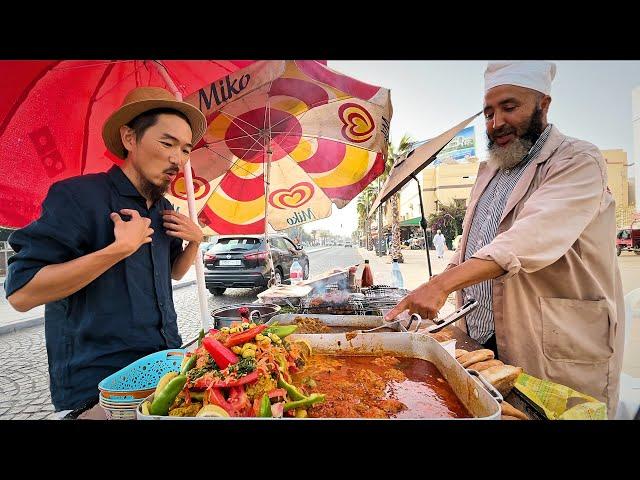 LEVEL 9999 STREET FOOD IN MOROCCO  AGADIR TOUR - GRILLED STUFFED SPLEEN + ARGAN OIL GOAT TAGINE