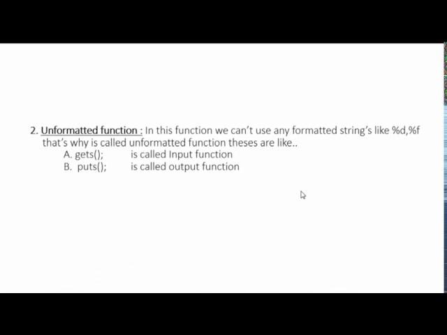 Input and output function in C programming language