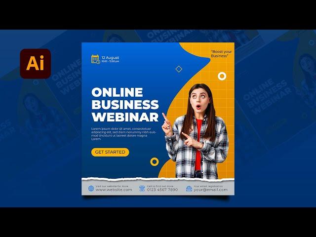 Social Media Poster Design for Online Webinars with Illustrator | Design Crafters Hub