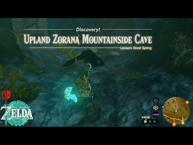 Legend of Zelda TOTK - Exploring & Hidden Cave "Upland Zorana Mountainside Cave" - Great Spring