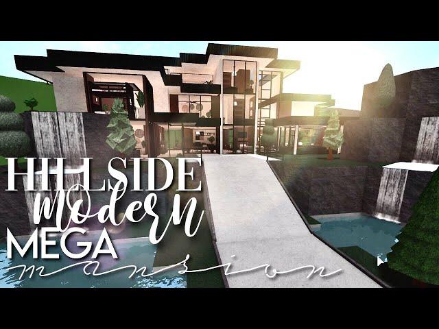 Bloxburg: Hillside Modern Mega Mansion 220k | No large plot & No Advanced Placing | House SpeedBuild