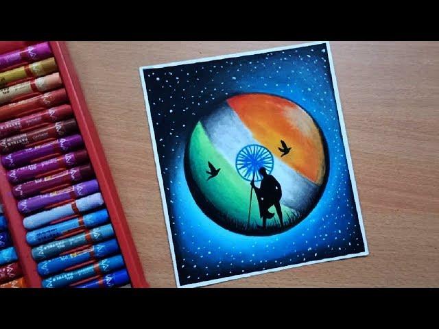 Republic Day Drawing with Oil Pastel step by step || Independence Day Drawing