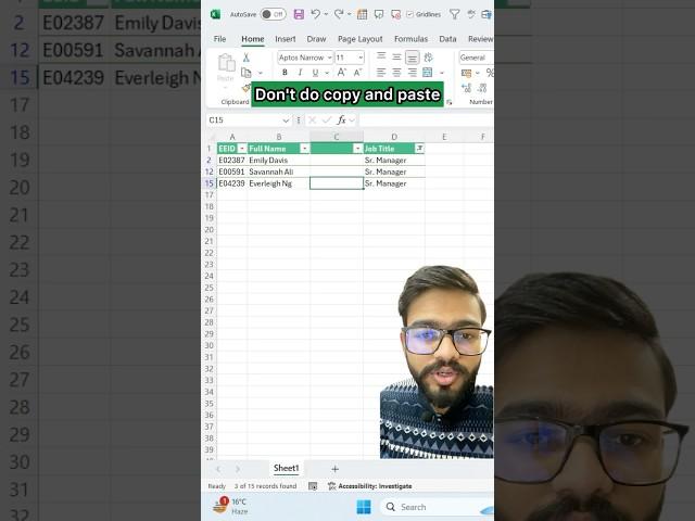 Don't do Copy and Paste in Excel when filtered‼️Instead Use Amazing Trick #excel #exceltips #shorts