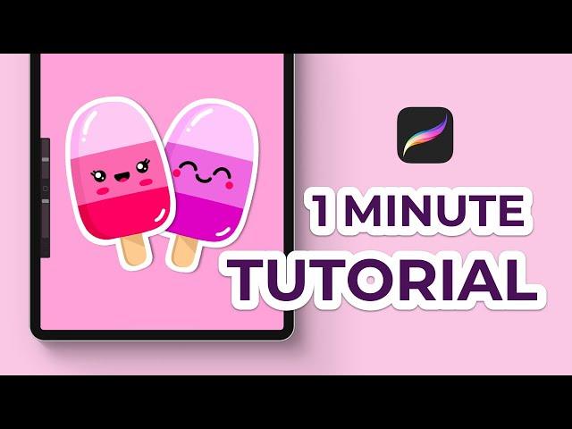 How To Draw Kawaii Popsicle Stickers In Procreate (1 Minute Tutorial) #Shorts