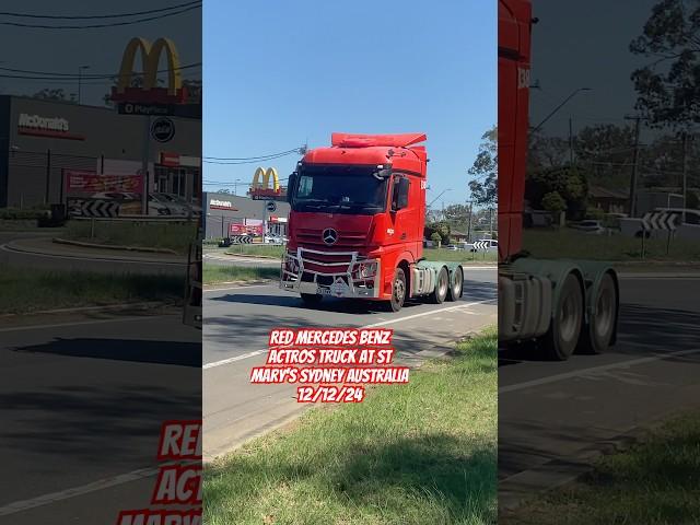 Mercedes Benz Red Truck at St Mary’s Sydney Australia 12/12/24 #shorts #trucks #sydney #australia