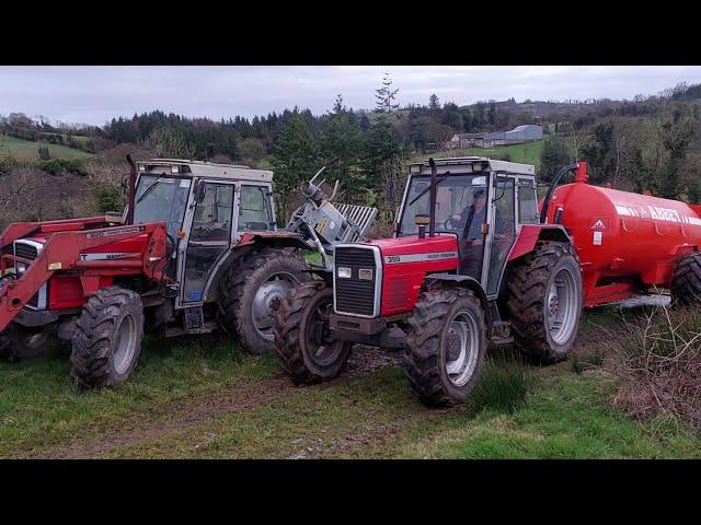 Mixing and spreading slurry with 2 Massey 300 series