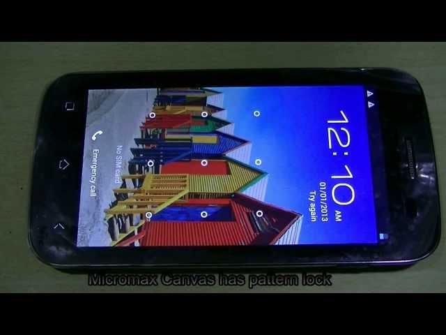 Unlock pattern lock of Micromax Canvas smartphone