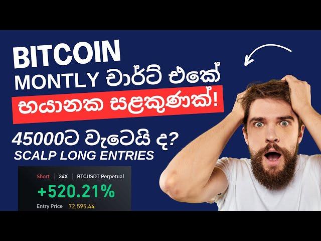 Monthly Bitcoin chart prints a dangerous sign! - Can it drop to 45K? - Scalp Long Entries - Sinhala