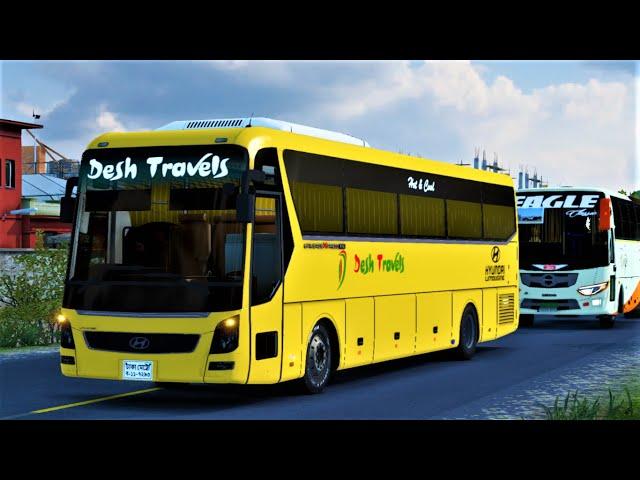 Rajshahi to Dhaka | Desh Travels | Hyundai Universe | Bus Simulator Bangladesh | Solmon Alice Gaming