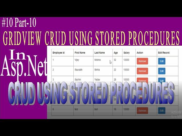 Gridview insert update delete using stored procedures in Asp.Net | crud using stored procedure c#