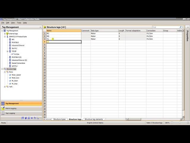 WinCC: Structure Tag