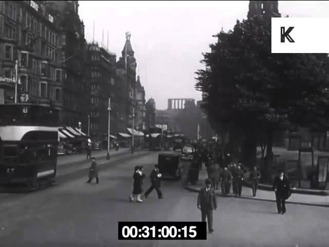 1946 Edinburgh Street Scenes and Station, 1940s UK Archive Footage