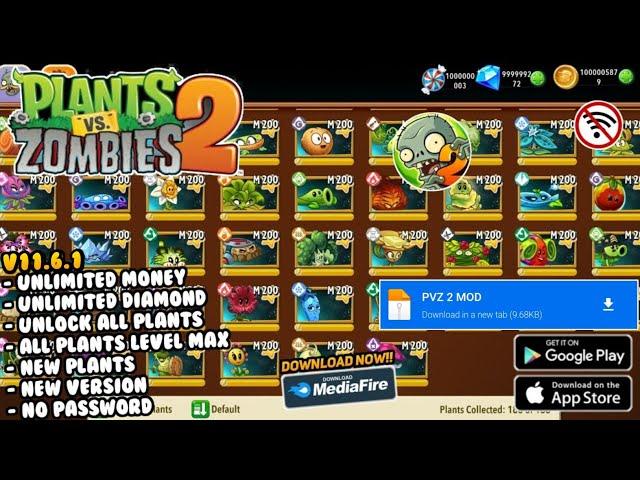 UPDATE!! PLANTS VS ZOMBIES 2 MOD APK V11.7.1 - Unlimited Diamond & All Plants Unlocked Max Level