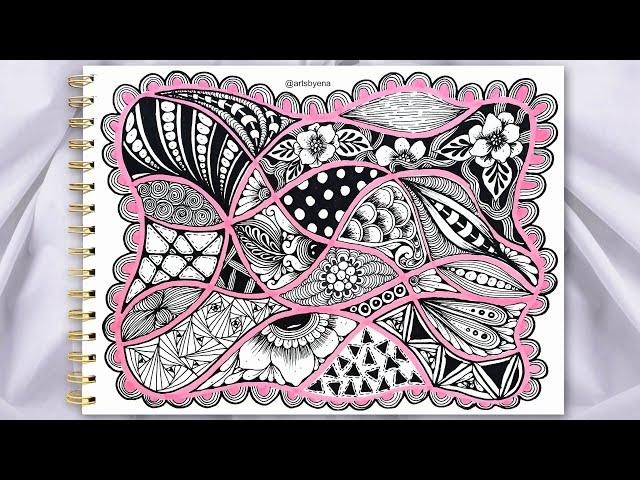 Make your zentangle patterns more fun with highlighter , How To Draw Fun Zentangle Patterns