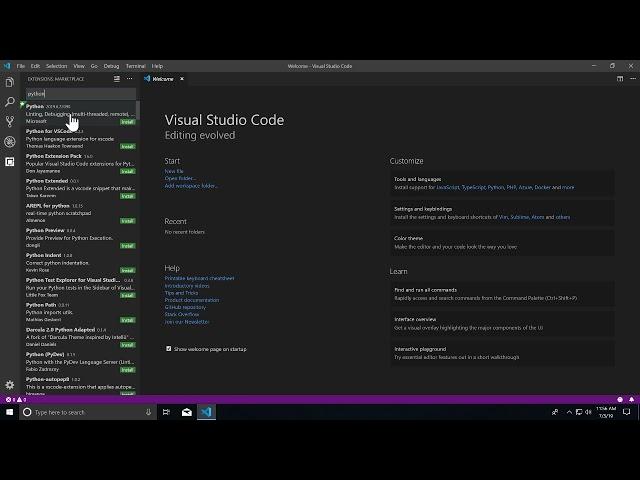 Installing Extensions in Visual Studio Code