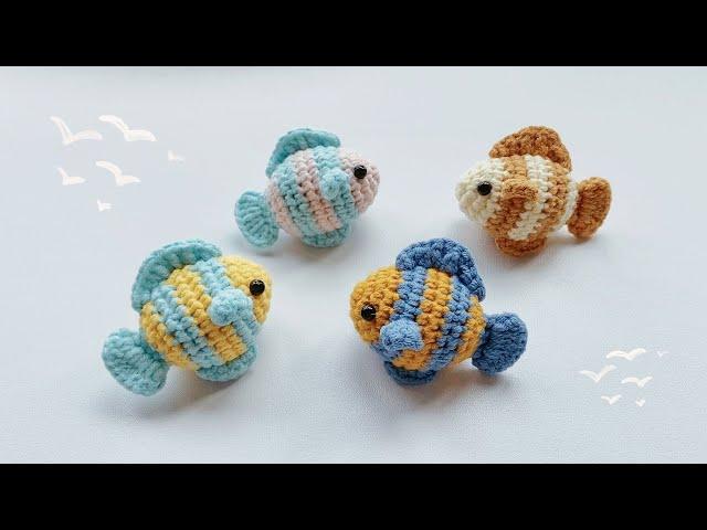 How to Crochet Cute Fish Keychain｜Crochet Tutorial｜Step by Step｜Keychain Crochet Pattern