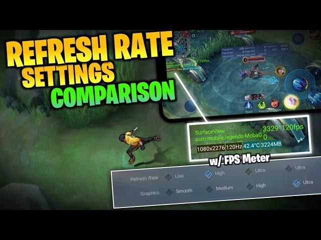 Comparison of all Refresh Rate Settings in Mobile Legends | With FPS Meter and Temperature Sensor