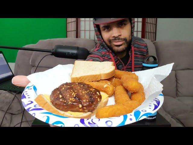 ASMR Eating THICC Burger and Cheese Sticks [NO TALKING] 