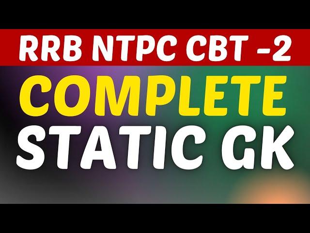 Static Gk for RRB NTPC CBT- 2