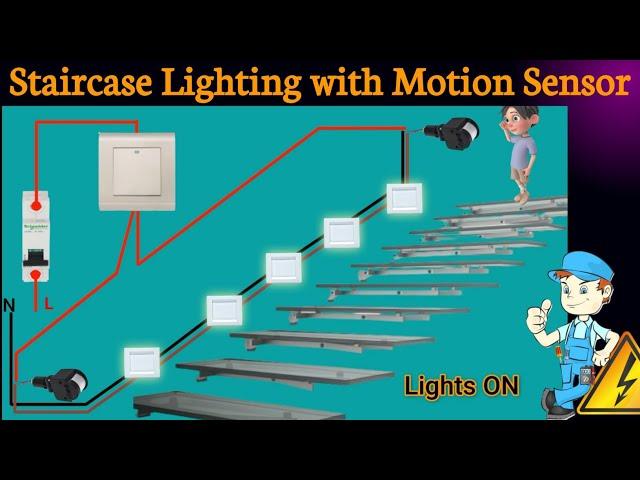 Staircase Lighting System with Motion Sensor | PIR Motion Sensor How to wiring | Motion Detector