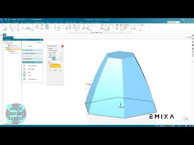 Using Draft and Crown Treatment Feature in The Extrude Command