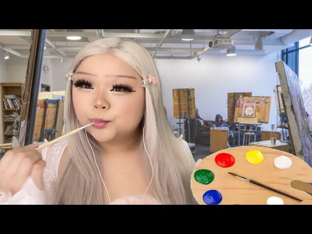 ASMR dumb b̶t̶c̶h̶ girl eats your paint in art class (realistic) *NOT REAL PAINT* ‍