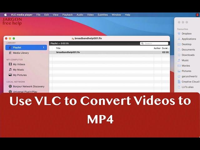 Using VLC (Mac version) to Convert Files to MP4 from FLV, Flash, QuickTime, MOV and more