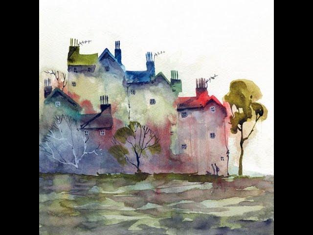 Mike Jackson watercolour of Quirky houses