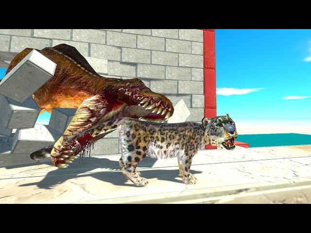 RUN AWAY FROM 5 T REX Surprise Attack - Animal Revolt Battle Simulator