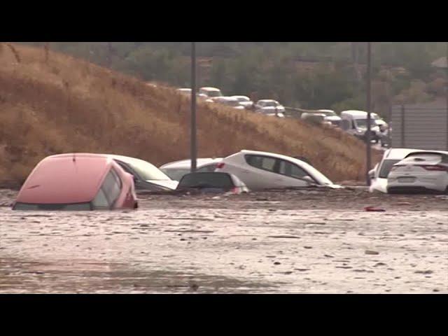 Flash floods overturn cars, wreak havoc in Spain