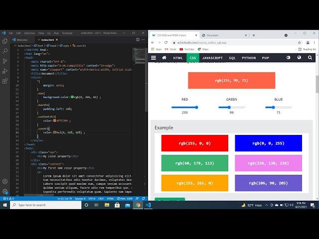 CSS color attribute RGB HEX and HSL