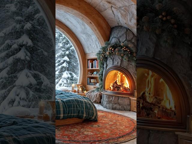 Snowfall in a warm and cozy cave cabin ️ Sleep aid #relax