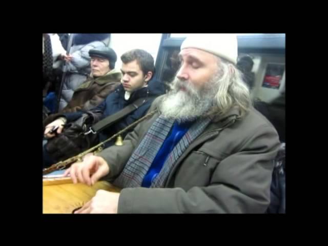 Игра на гуслях в вагоне метро.