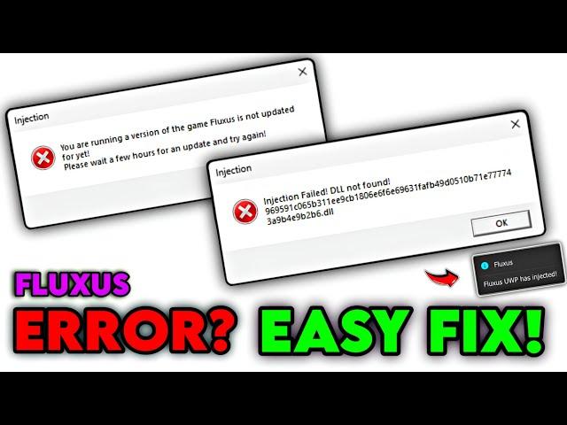 How To Fix Fluxus Injection Failed Error | DLL not found Easy Fix | Fluxus Injection Error Solution