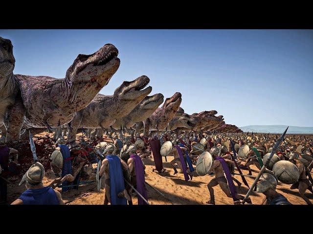 8000 T-REX VS 1,000,000 SPARTAN WARRIORS - Ultimate Epic Battle Simulator 2 | UEBS 2