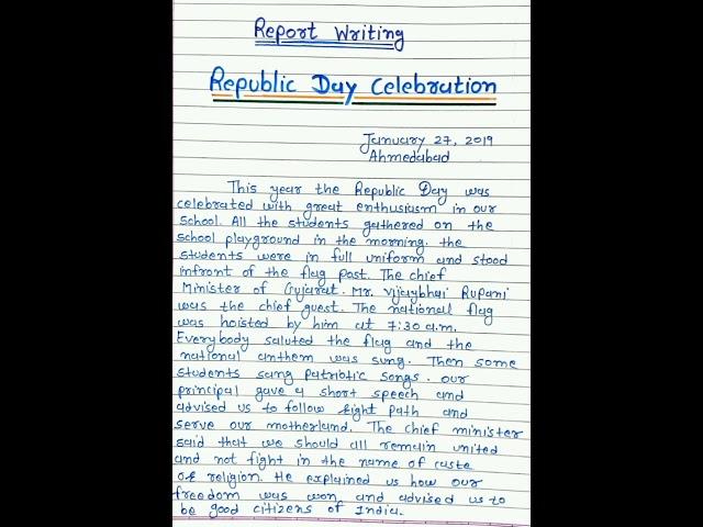 Republic Day Celebration Report writing in english || Report writing in English  #shorts #ytshorts